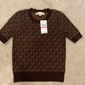 Michael Kors logo jacquard crop sweater